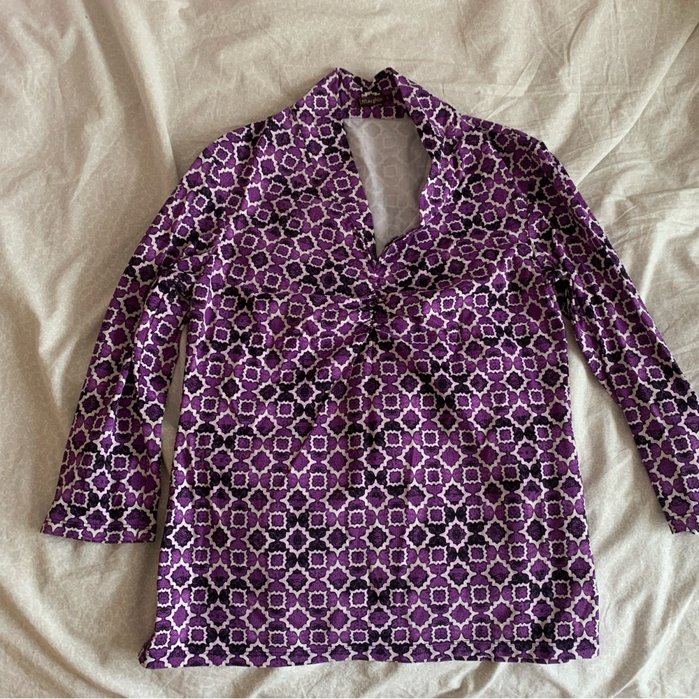 J.McLaughlin purple design 3/4 blouse